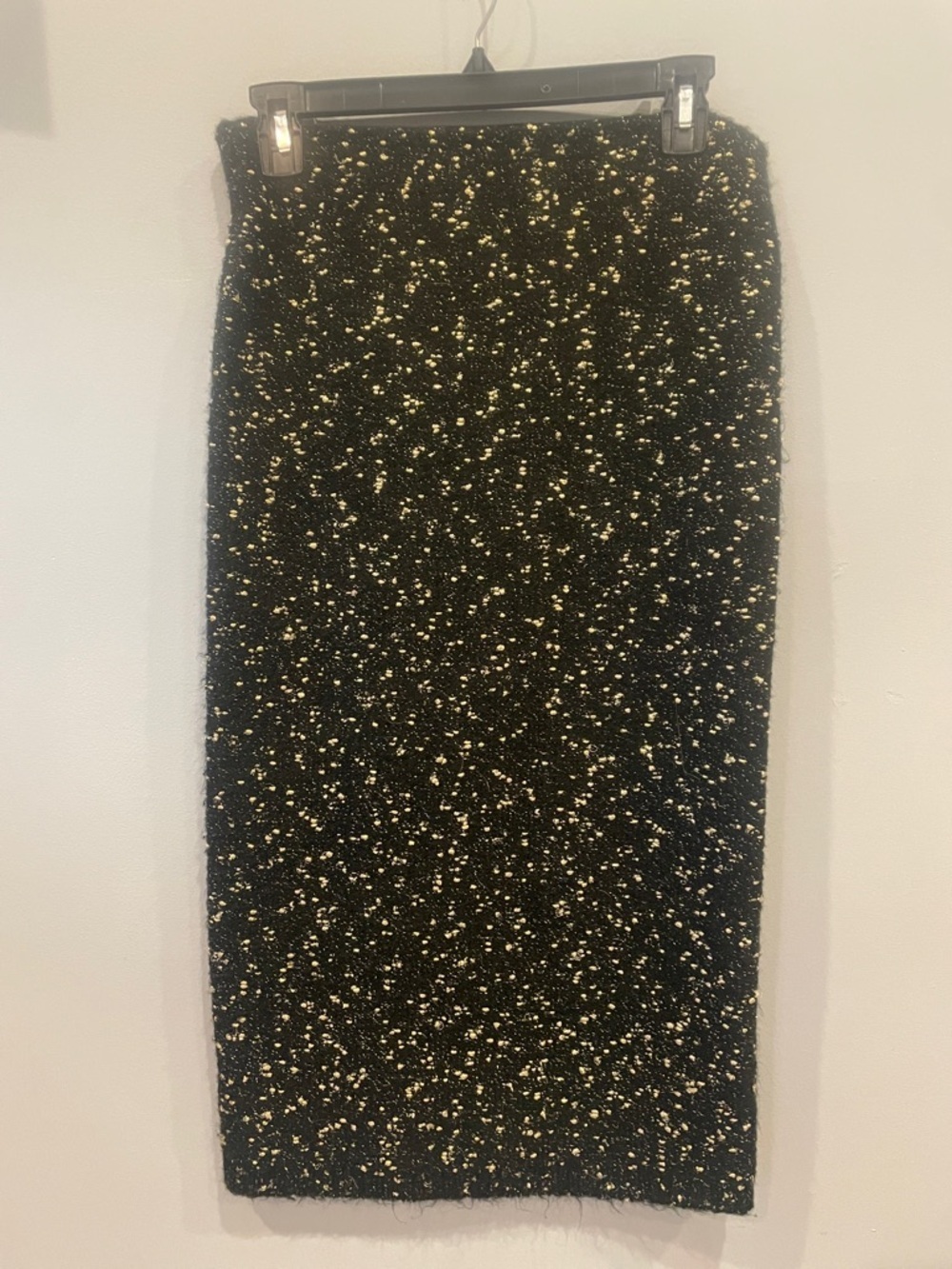 Black warm Midi Skirt with Gold Speckles pull up Ann Taylor xs